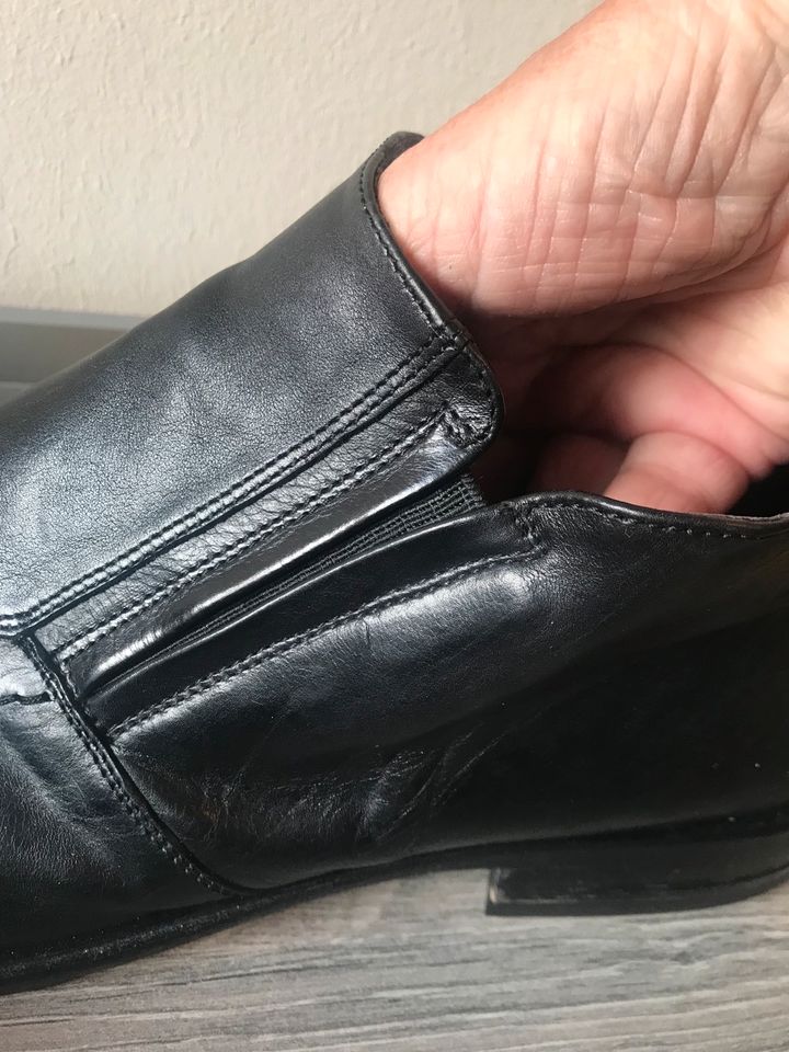 Vera Cuoio Herren Schuhe schwarz reinschlüpfen Leder Muster in Brühl