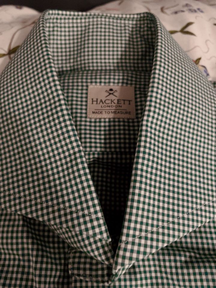 Hackett London Made to Measure Baumwollhemd in grünem Muster Neu in Düsseldorf