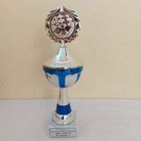 Schach Pokal Trophäe Silber-Blau-Metall auf Marmorfuß "Inka Pokal Berlin - Charlottenburg Vorschau