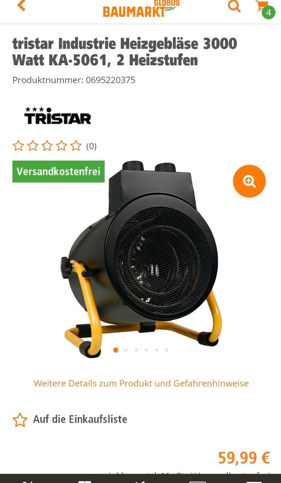 Tristar Industrie Heizgebläse 3000 Watt in Brühl