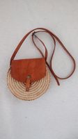 Tasche Crossbody Bag rund Raffia und Leder Hippie Bohemian Boho Saarland - Kleinblittersdorf Vorschau