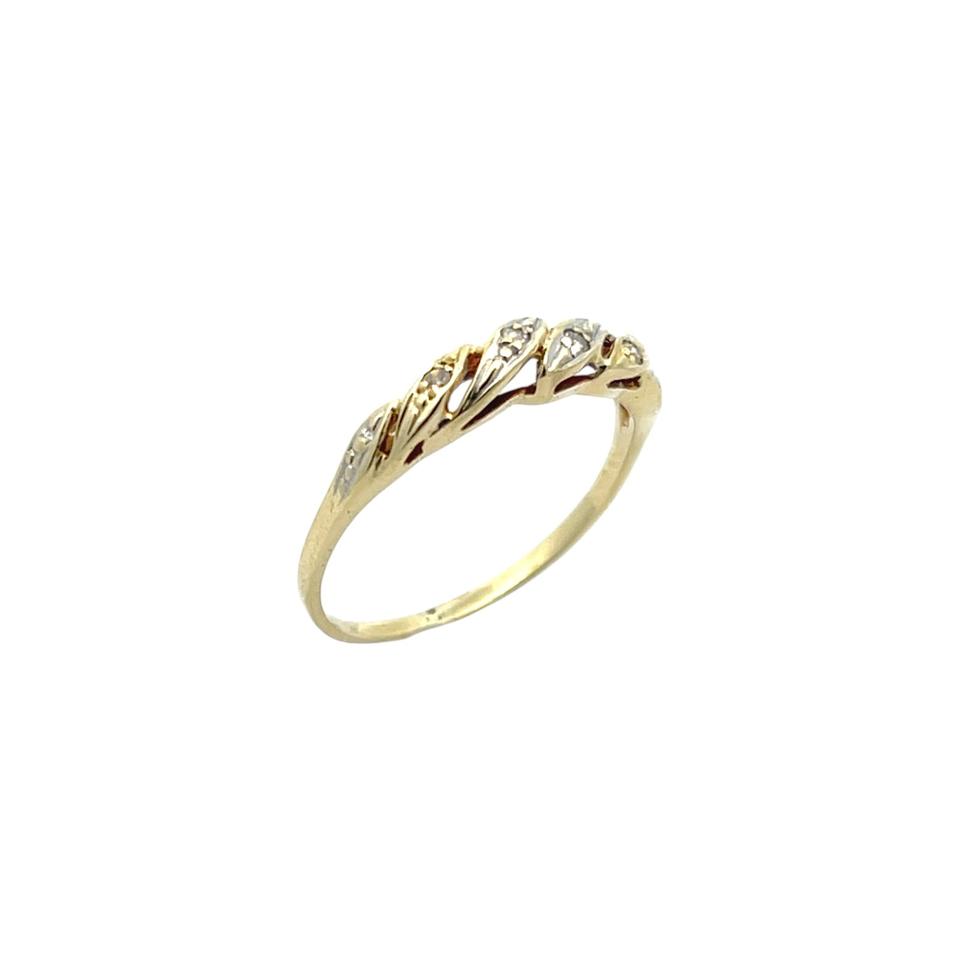 14 kt Gold Damenring mit 0.04 ct Diamanten - Gr 57 EU in Leimen