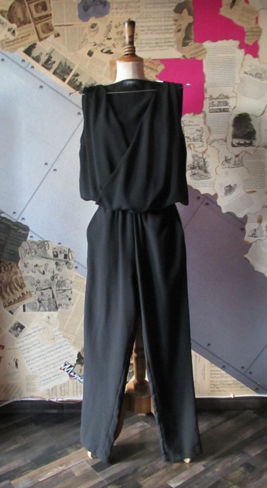 Damen Overall Ganz-Anzug Jumpsuit Einteiler Schwarz MANGUUN XS 34 in Sandersleben