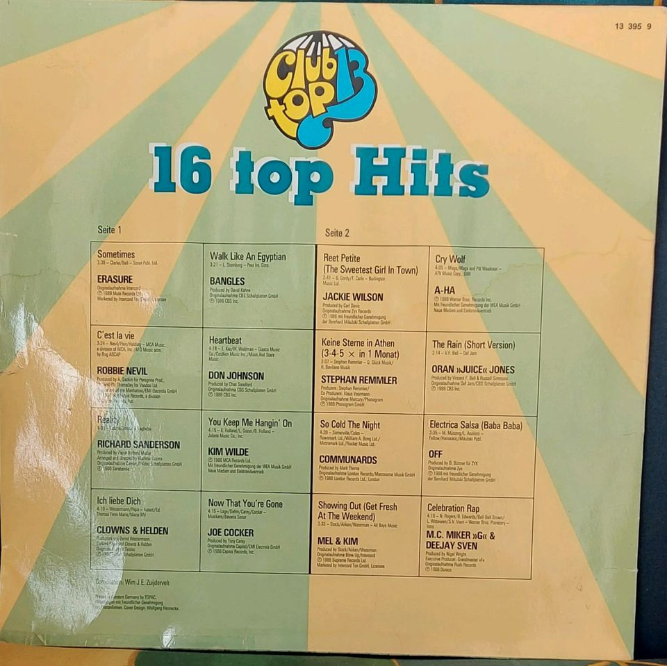 LP 16 Top Hits - aus den Hitparaden 1987 März/April in Reinheim