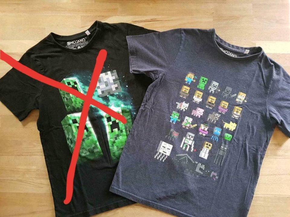 T-shirts 158/164 ab 1€ H&M Minecraft Bayern Wolfskin Nintendo in Niederroßbach