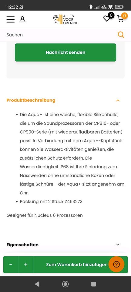 Aqua+ Kit Cochlear, Nucleus CP810/CP900 in Obergünzburg