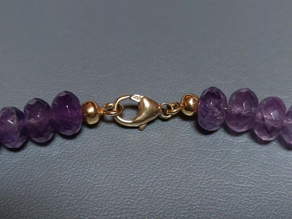 Sogni d'oro Amethyst Halskette 375 Gold 925 Silberzeit Edelsteine in Overath