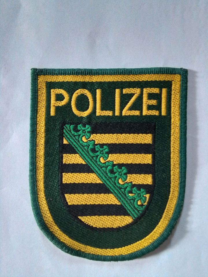 Polizeiabzeichen Police Sleeve patch Sachsen grün Ärmelabzeichen in Neukieritzsch