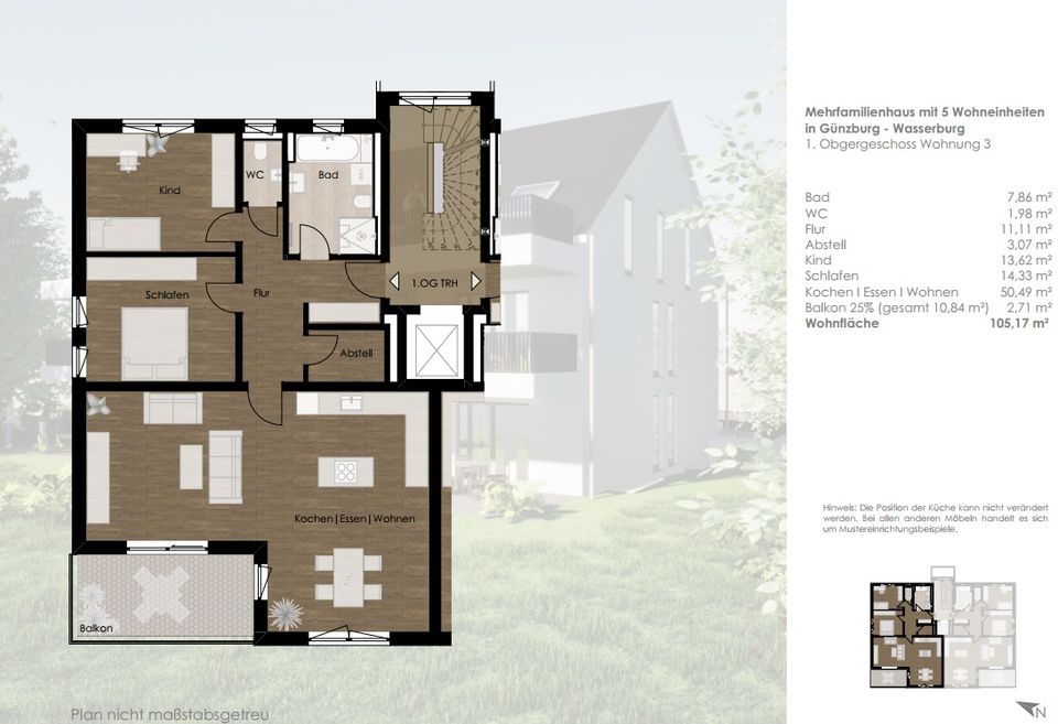 3-Zimmer-Wohnung im 1. Obergeschoss in Günzburg / Wasserburg in Günzburg