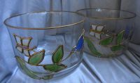 2 Glasschalen mit Blume und Schmetterling 13 x 9cm Goldrand München - Sendling Vorschau