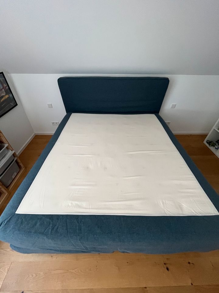 Ikea Dunvik Boxspringbett Grau mit Matratze Vatneström 180x220 cm in St. Leon-Rot