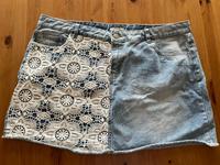 Vintage Jeansrock Blumen mit Stickerei 46 Hessen - Eschenburg Vorschau