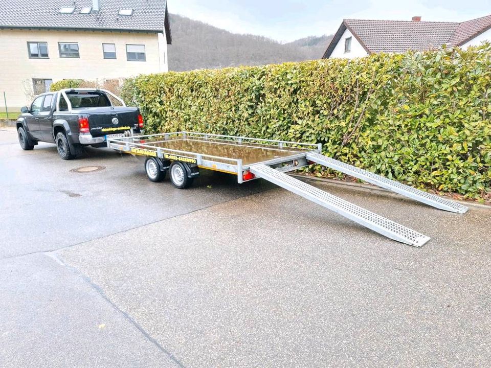 2700 kg Autotransportanhänger 406 x 200 x 10cm Reling inkl.Winde in Mosbach