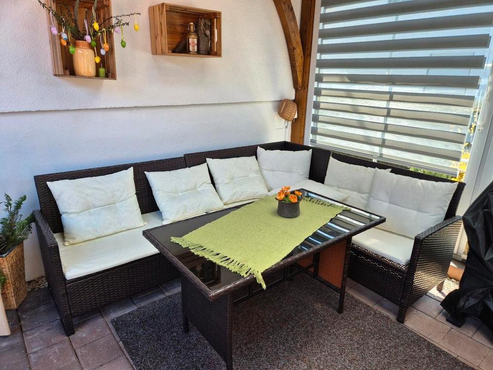 Rattan-Lounge Polyrattan Ecksofa Gartenmöbel-Set Sofa Garnitur in Stetten