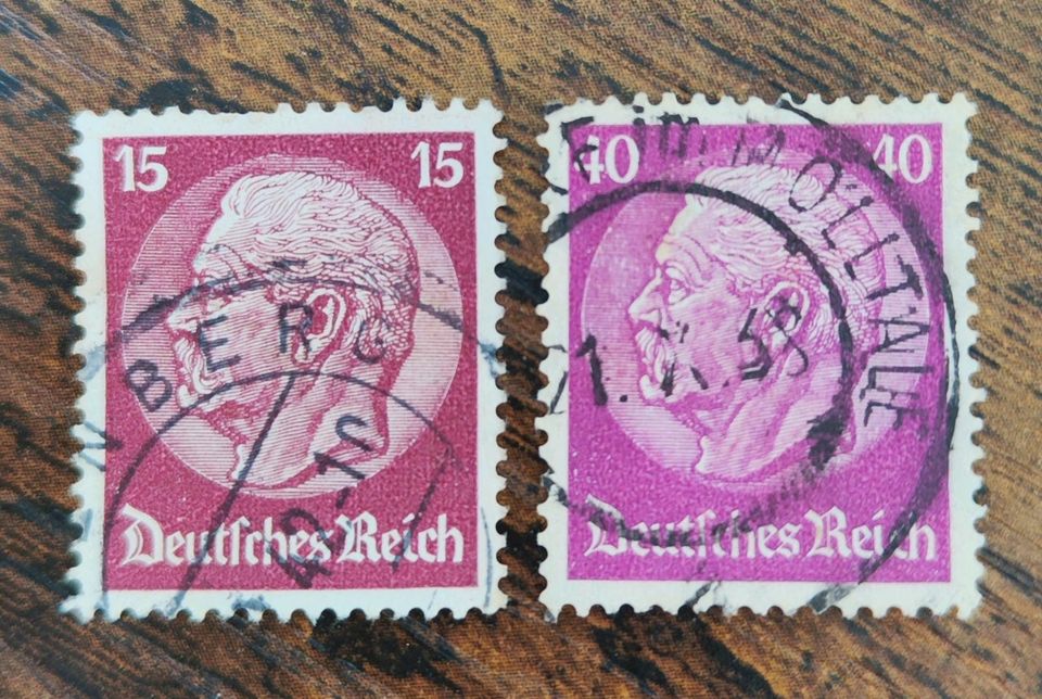 Briefmarken Deutsches Reich Hindenburg 15 & 40 pf. in Starnberg