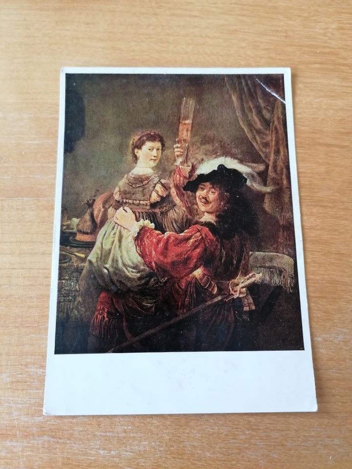 Postkarte Rembrandt Selbstbildnis mit seiner Gattin Saskia in Dresden