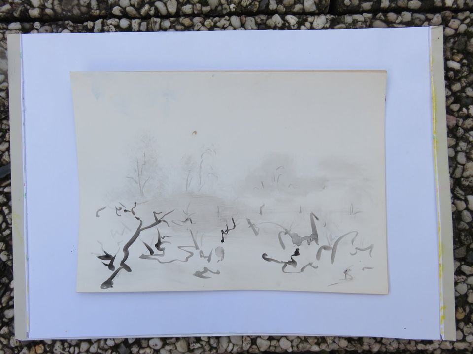 Tuschezeichnung "Winterlandschaft V" (Original) 20 x 30 cm in Witzenhausen