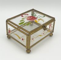 Vintage Deckeldose Blumen Schmuckbox Messing Glas Schatulle RAR Schwerin - Altstadt Vorschau