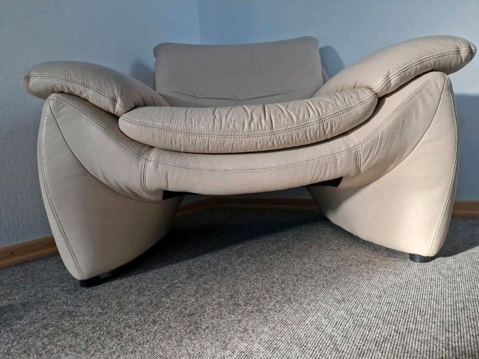 Echtleder Sofa Couch 1er Sessel und 2er hell *TOP in Idar-Oberstein