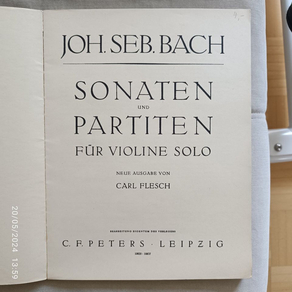 Musiknoten Bach Sonaten Partiten BWV 1001-1006 Flesch Peters in Friedrichsdorf