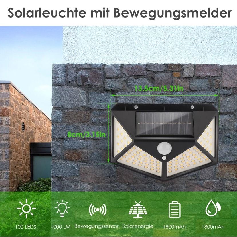 LED Wandleuchte Solarleuchte 2 Stück mit Bewegungsmelder  NEU in Paderborn