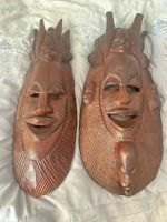 Afrikanische Baum Masken Paar Wand Naturprodukt Handarbeit West - Nied Vorschau