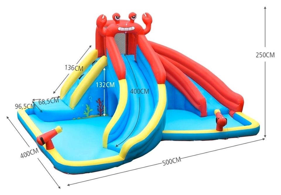 Hüpfburg "Wasserpark Krabbe" mit Wasserrutsche mieten Geburtstag in Kirkel