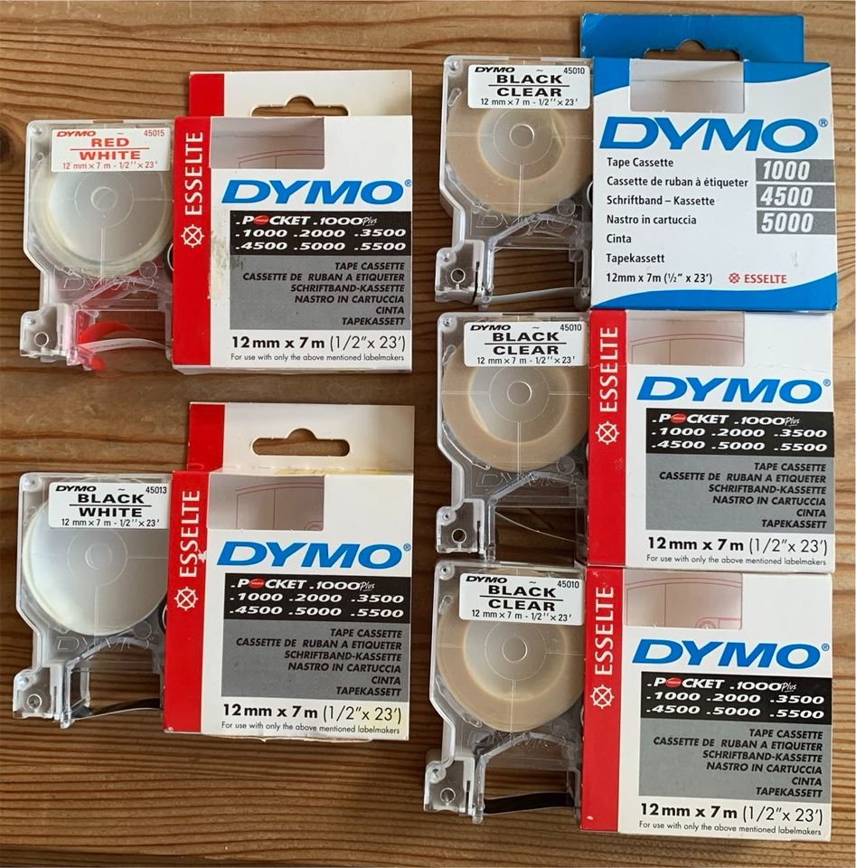 DYMO Farbbänder 12mm Tape Tapekasette Kasette 45010 45013 45015 in Rhede