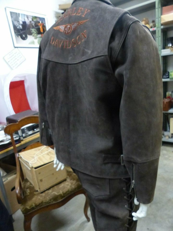 Harley Davidson Lederkluft, braun, Hose, Weste, Jacke, Biker in Flintbek