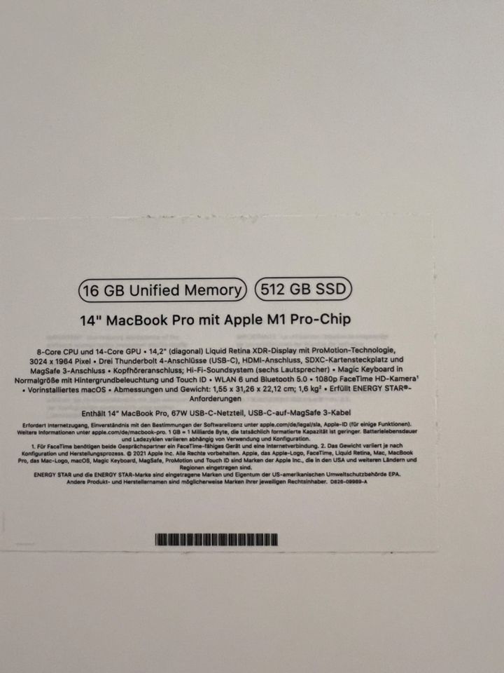 Apple MacBook Pro M1| 14 Zoll | 16Gb Ram | 512 SSD | Hülle in Saarbrücken