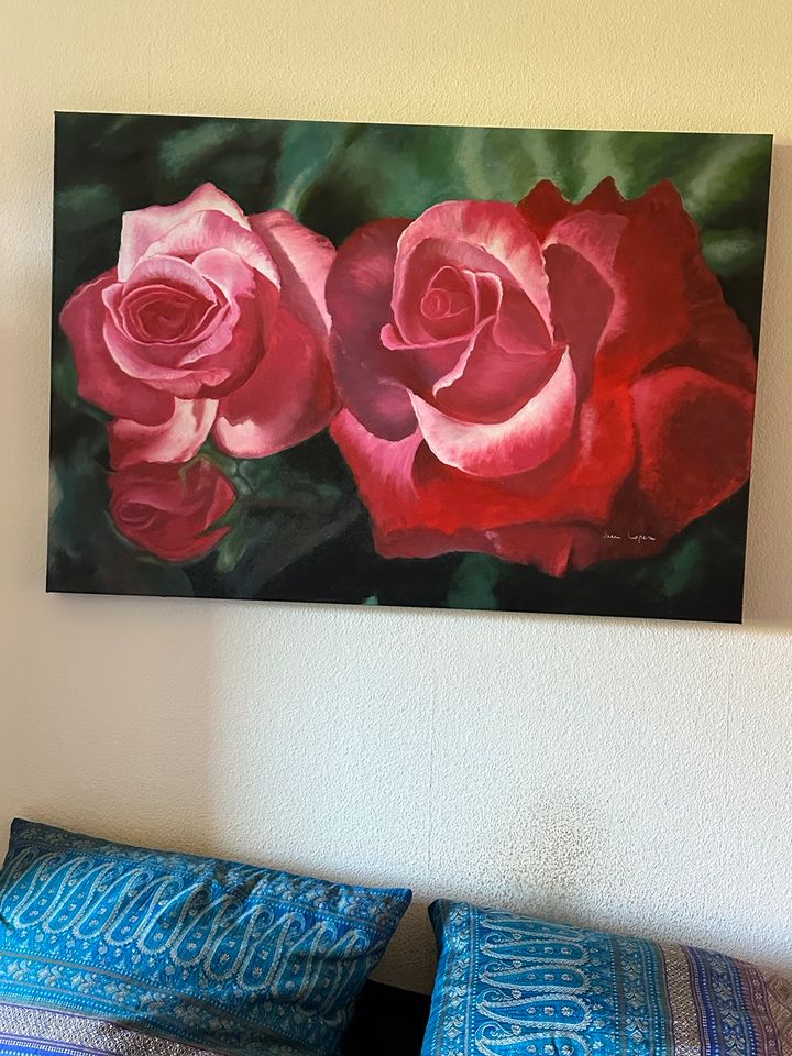 Gemälde Öl bzw. Acryl auf Leinwand Keilrahmen signiert Rosen in Bonn