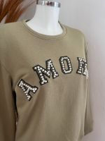 Yes London Sweatshirt Pullover khaki grün mit Perlen Schriftzug M Hessen - Lampertheim Vorschau