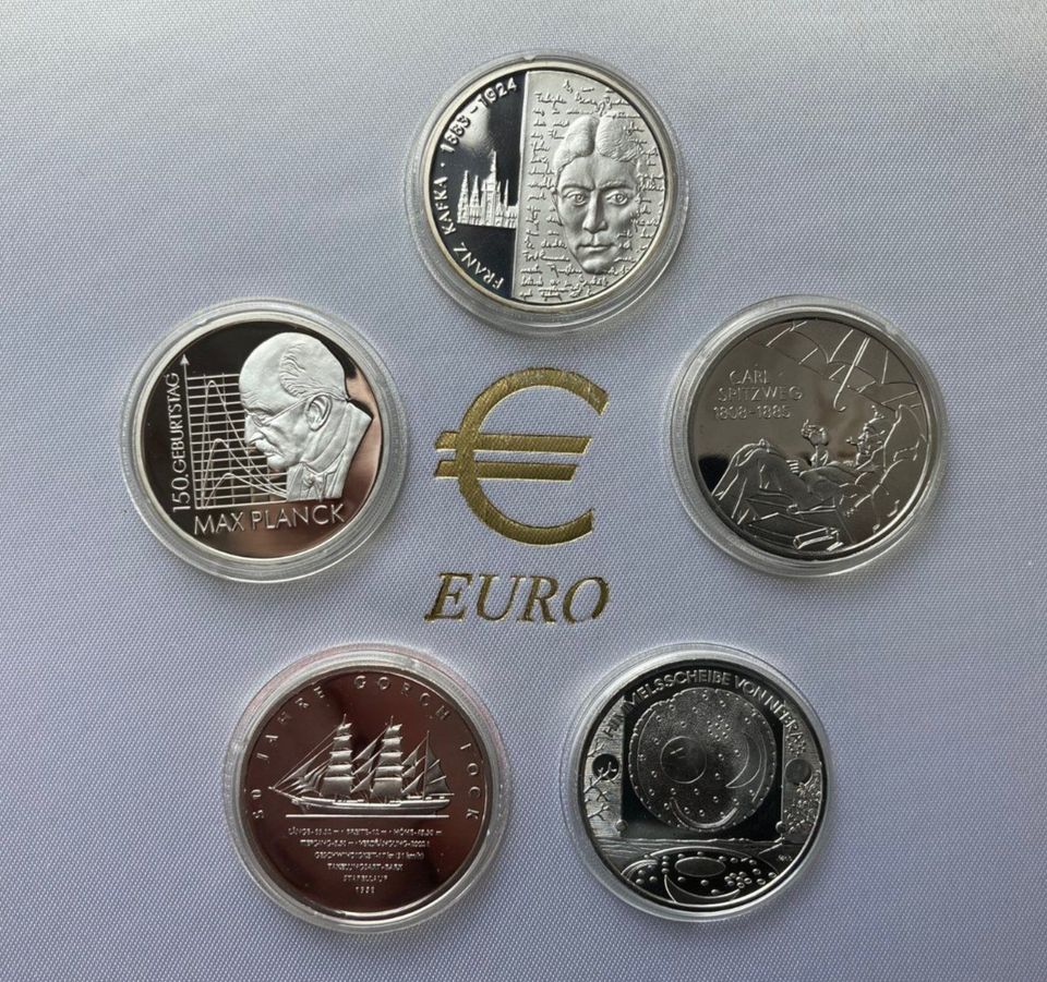 Alle 5 Stück 10 EURO Sammlermünzen 2008 Komplettsatz Silber PP in Eisleben