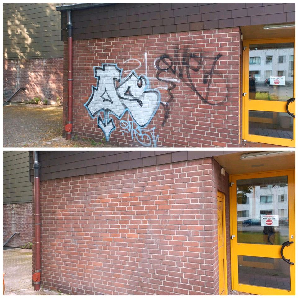 Fassaden Mauer Reinigung Graffiti-Entfernung mobiles Sandstrahlen in Düsseldorf