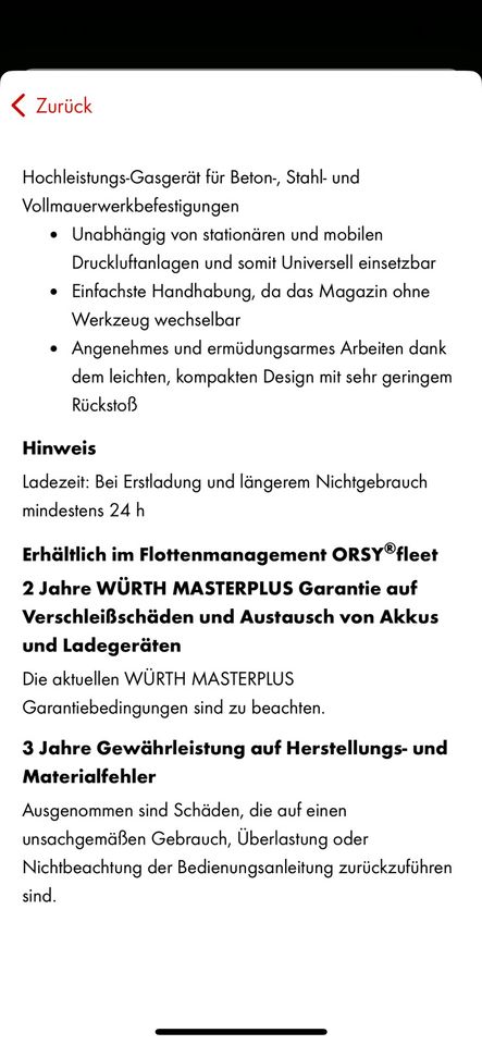 Würth Gas Bolzenschubgerät neu Gas Nagler Beton in Heilbronn