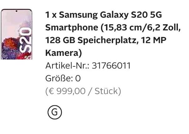 Samsung Galaxy S20 5G in Niederkrüchten