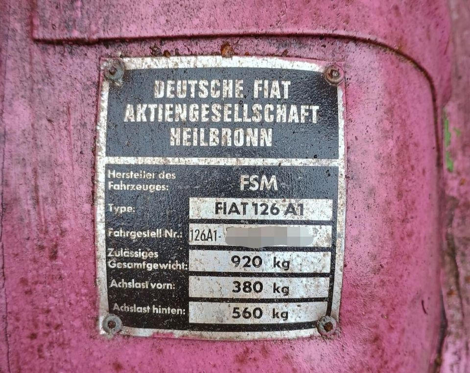 Rohrkarosse Fiat 126p Bambino deutsche Papiere BJ. 78 maluch in Essen