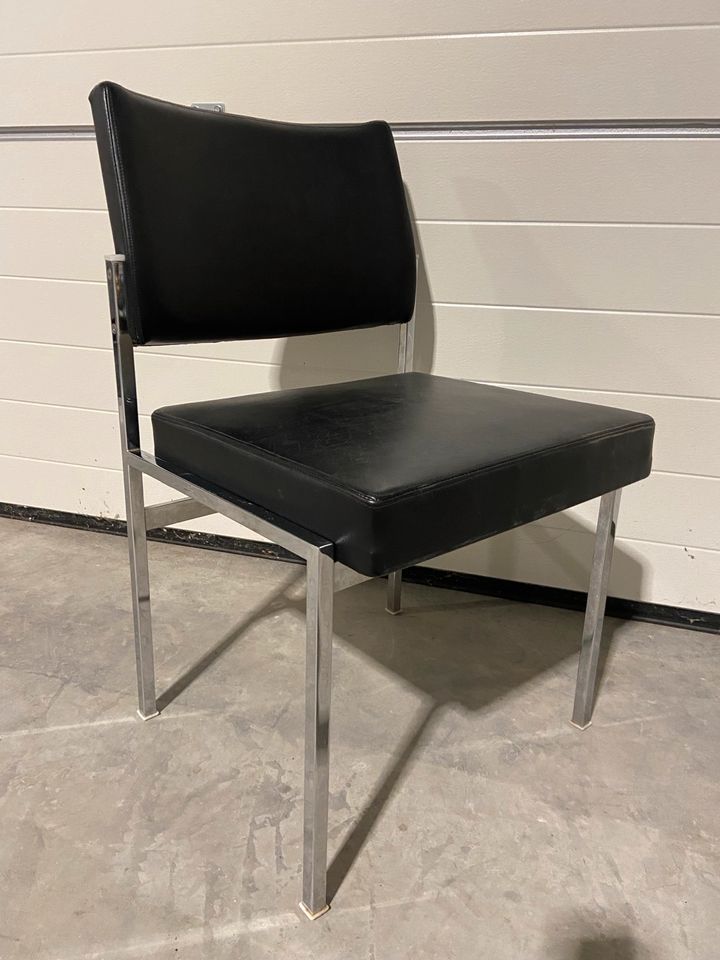 THONET Lederstuhl Retro 70er Style Stuhl Chrom Leder schwarz in München