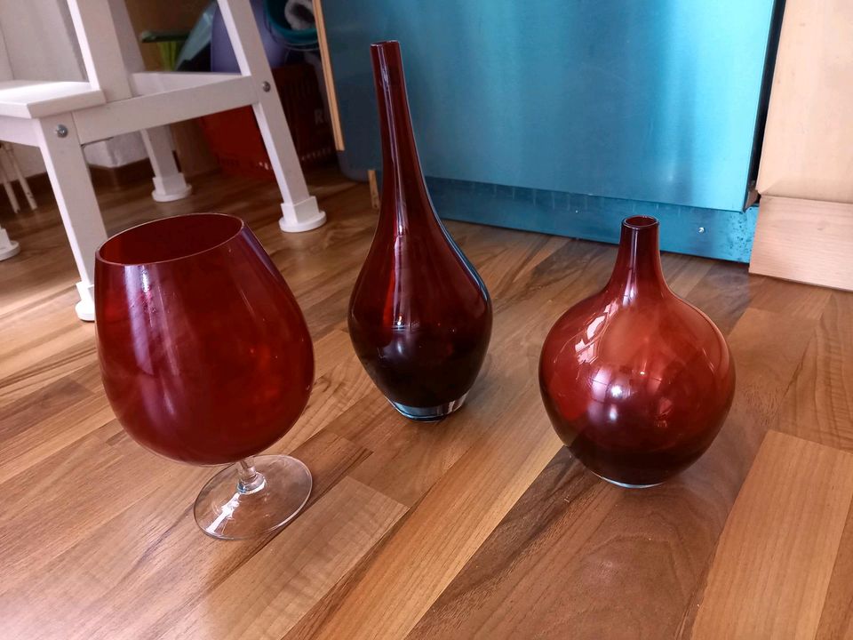 rote Glasdeko Vasen XXL Glas wasen Blumenvasen rot Glas in Nordenholz