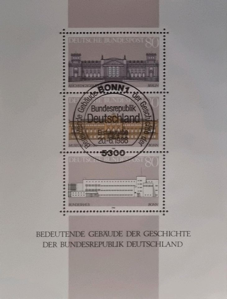 Briefmarkenblock Bedeutende Gebäude 1986  Ersttagsstempel in Witten