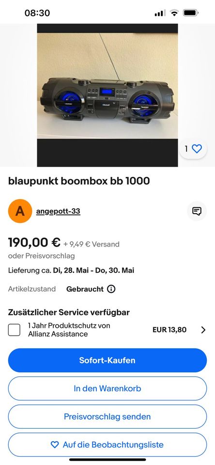 BLAUPUNKT bb1000 Bluetooth Radio CD MP3 Boombox Boomster in Seebad Bansin