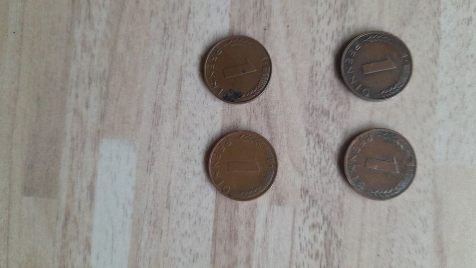 Alte D- Mark Münzen noch gefunden. Pfennig bis 1 Mark. in Haina