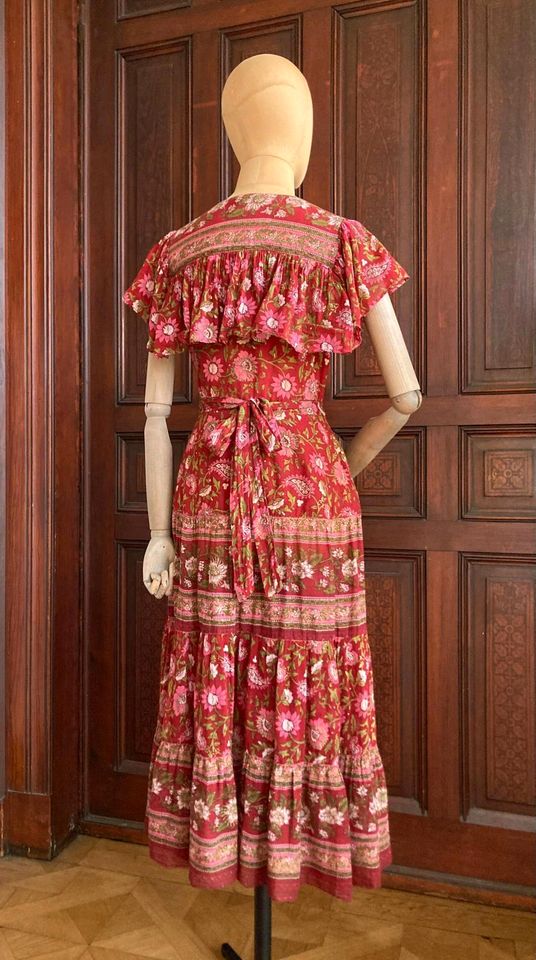 Kleid Vintage Hippie Midikleid Indien Blockdruck 70er Original 36 in Hamburg