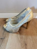 Smilee Plateu Peeptoes Pumps Gold Glitzer Strass Gr.37 Gr.4 Bayern - Ebermannstadt Vorschau