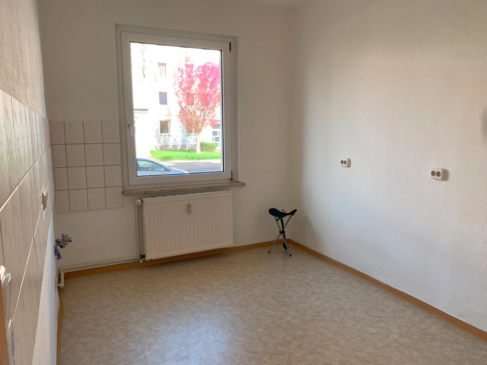 Wohnzimmer mit Eckausblick, großzügige Singlewohnung im Erdgeschoss in Calbe (Saale)