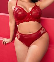 Dessous Set mit besticktem Netzstoff, Bügel, 3XL in Bordeaux Thüringen - Königsee Vorschau