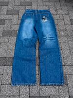 Y2K wide leg jeans graffiti print distressed front baggy skater Hessen - Raunheim Vorschau