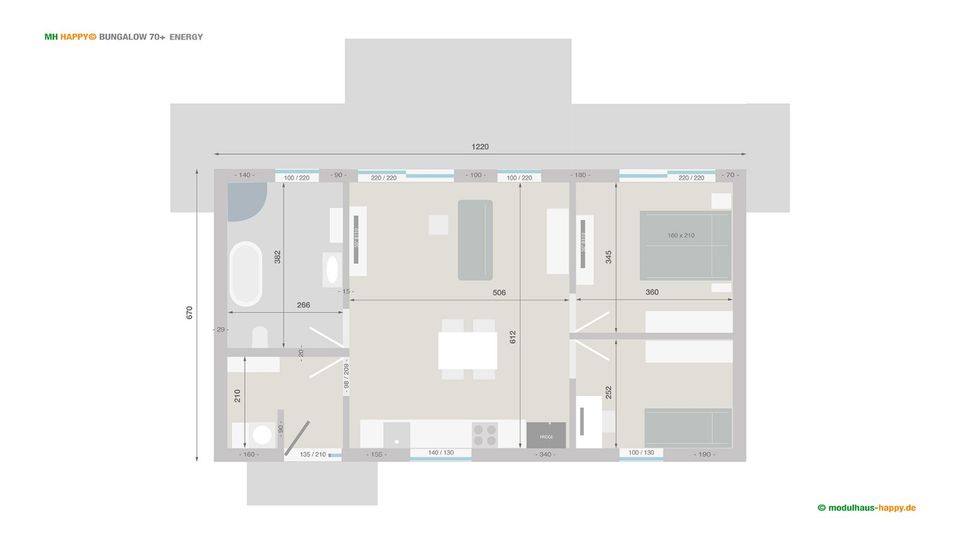 Modulhaus HAPPY© BUNGALOW 70+ ENERGY in Stuttgart