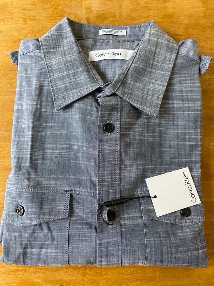 Calvin Klein Hemd NEU Blau-Grau Gr. S 100% Cotton Spring in Berlin