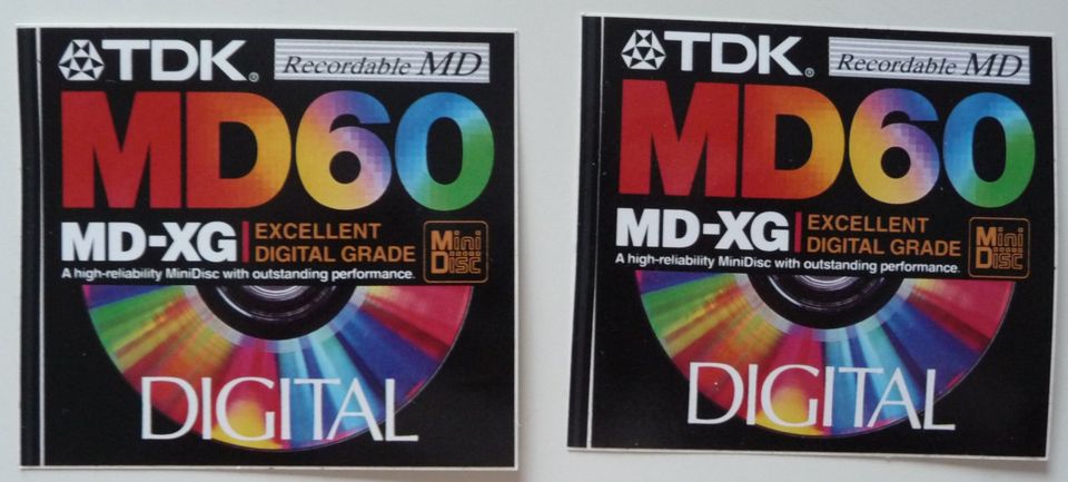 Aufkleber TDK Minidisc MD60 MD-XG, zwei Stück in Melle